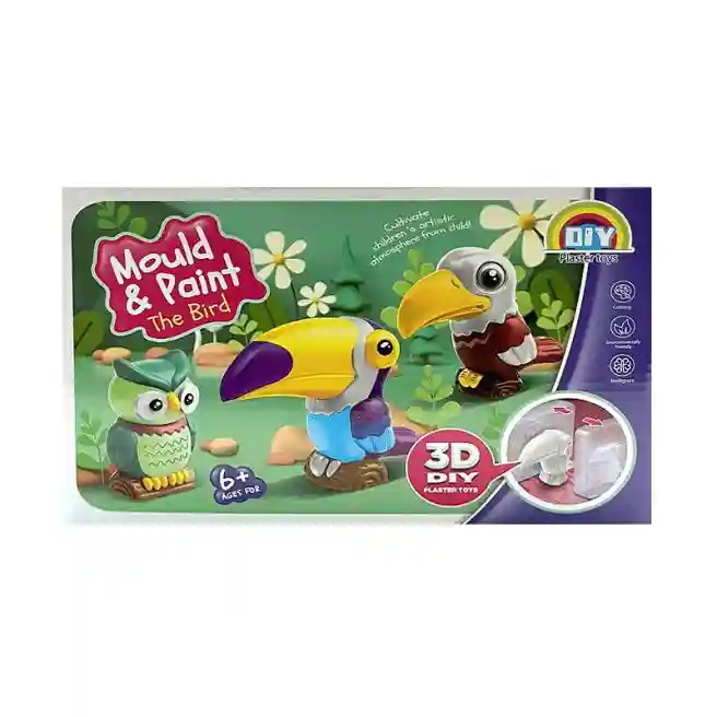 Набор для создания и раскраски фигуры из гипса 3D "Тукан", код 692200