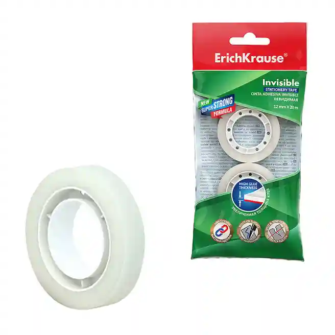 Banda adeziva ErichKrause Invisible, 12mm x 20m (2 buc)