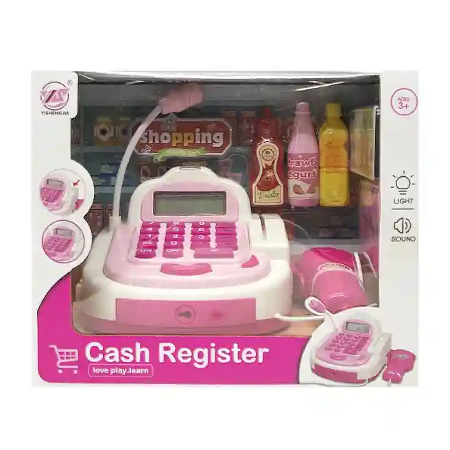 Set joc „Casa de marcat cu produse” (lumina si sunet), roz, cod 672054