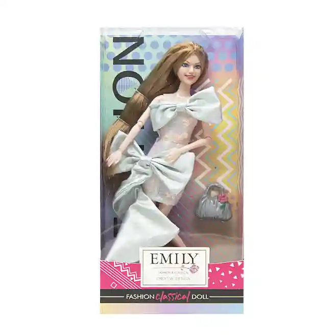 Кукла Emily 30 см, с сумкой, в голубом, код 672031