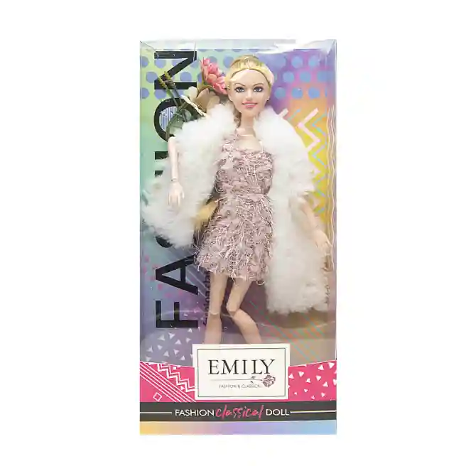 Кукла Emily 30 см, с цветами, фиолетавая, код 672028