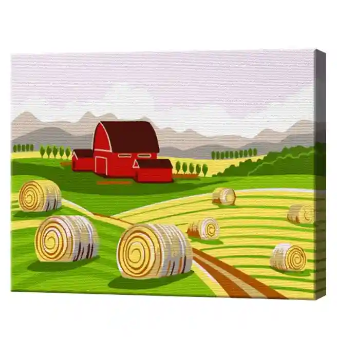 Поле и сено 20x30 см, картина по номерам