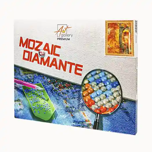 Râul în pădurea tomnatică 30x40 cm, mozaic cu diamante