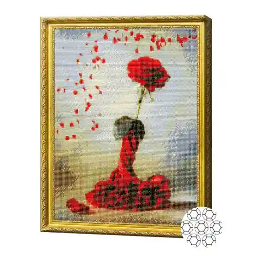 Trandafir elegant 40x50 cm, mozaic cu diamante