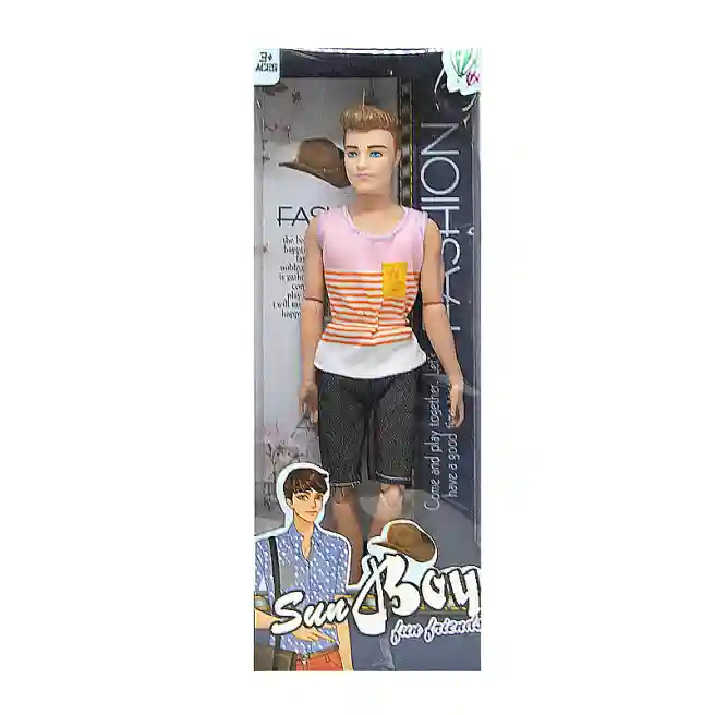 Кукла мальчик 30 см "Sun Boy", розовый в полоску, код 712085
