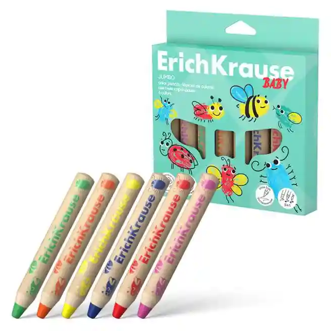 Creioane colorate ErichKrause Baby Jumbo 6 culori art.61778