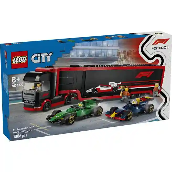 Конструктор LEGO City Грузовик F1 с автомобилями RB20 и AMR24 F1, арт. 60445