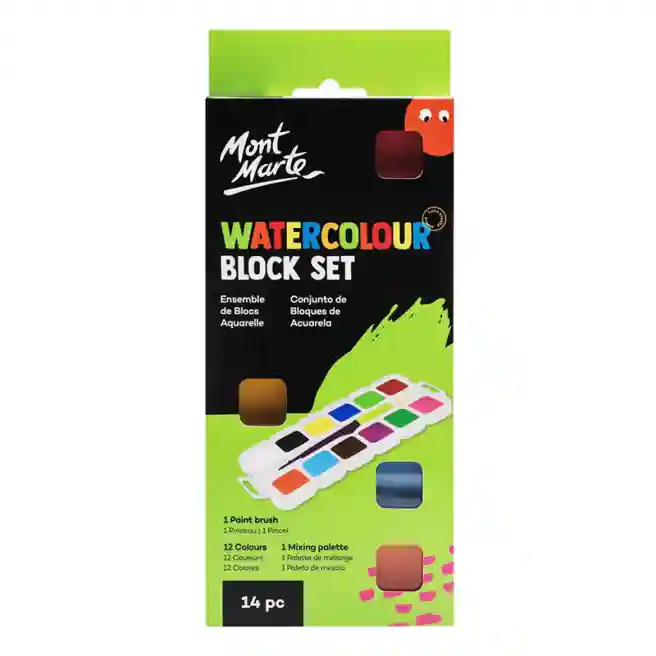 Set de vopsele aquarel M.M. Kids Colour, 14 culori, cu periuta, art.PMKC0009