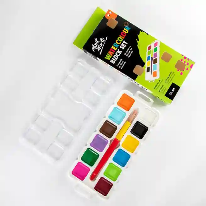 Set de vopsele aquarel M.M. Kids Colour, 14 culori, cu periuta, art.PMKC0009