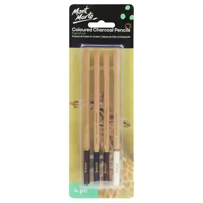 Set de creioane din carbune M.M. Coloured Charcoal, 4 buc, art.MPN0085