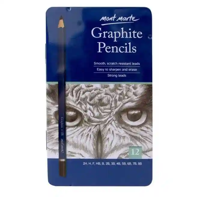 Set de creioane grafit în cutie metalică, 12 bucăți