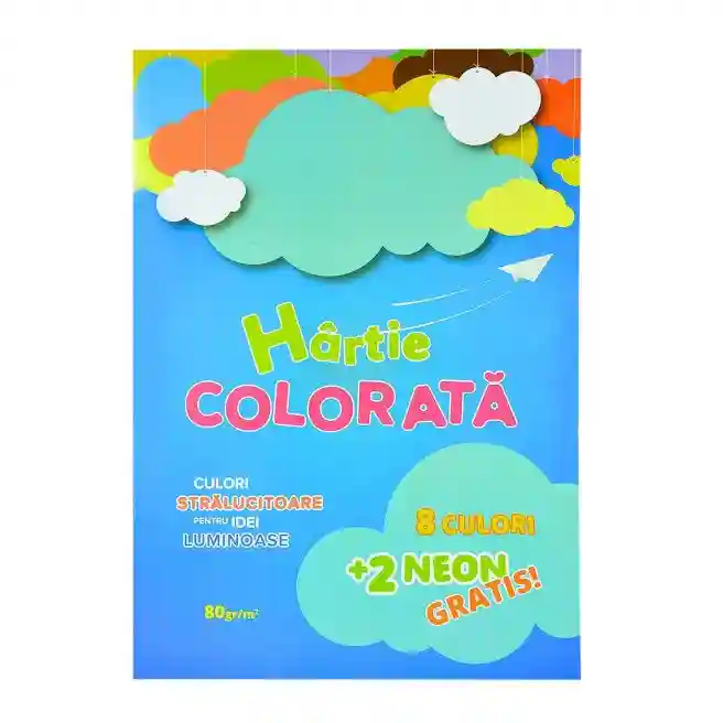 Set hirtie colorata (10 foi, 8 culori +2 NEON), art. H.1801