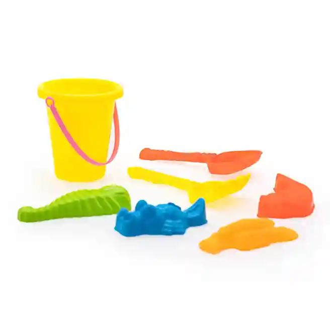 Set pentru nisip, galetușă + 7 piese, galben, cod 472002