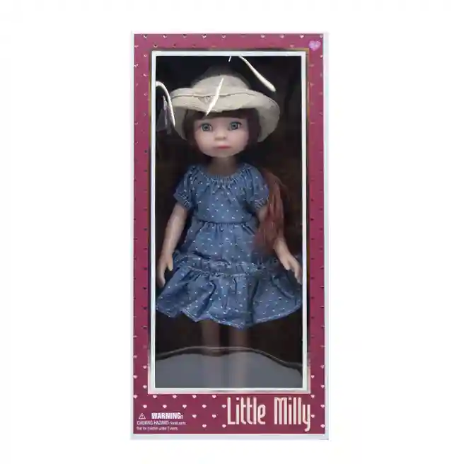 Кукла 35 см "Little Milly" виниловая, в синем платье, код 632038