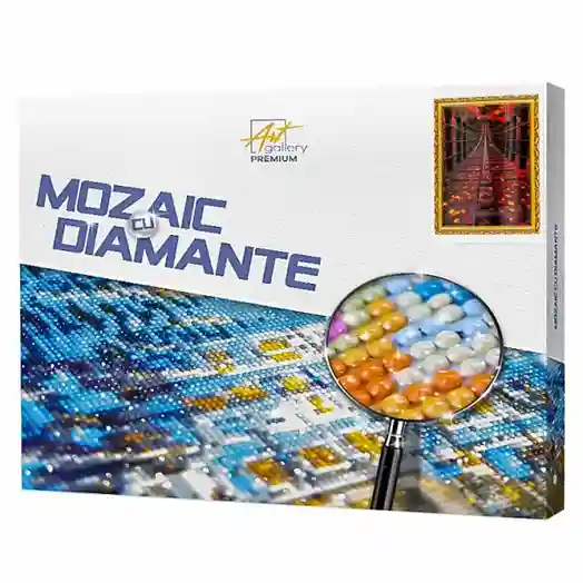 Frunze roșii 40x50 cm, mozaic cu diamante