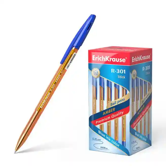 Pix cu bilă ErichKrause R-301 Amber Stick, albastru 0,7mm