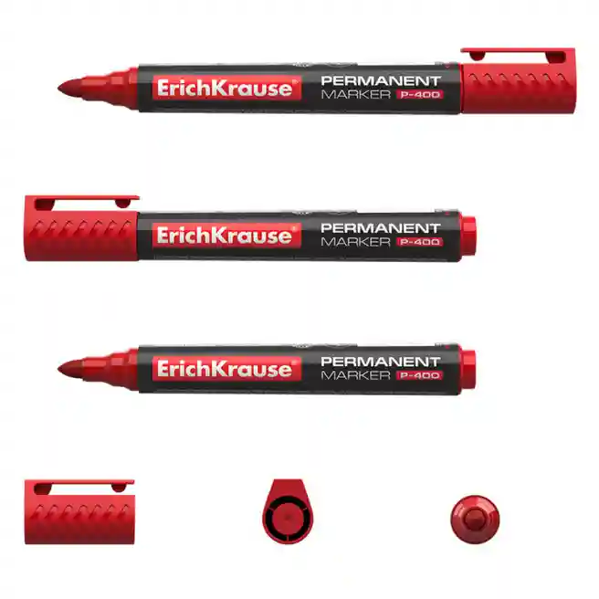 Marker permanent ErichKrause P-400, vârf conic, roșu
