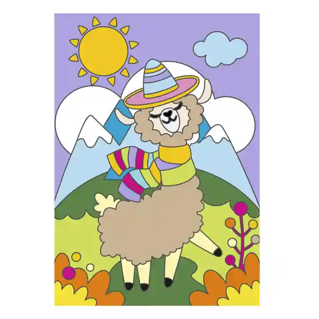 Pictură pentru copii, Lori. Alpacă minunată