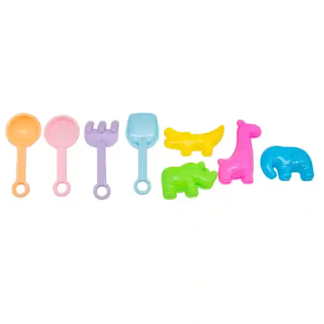 Set pentru nisip "Carucior + forme + lopata "Beach Toys" (9 el.), cod 592051