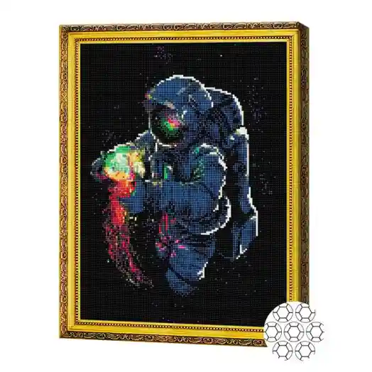 Cosmonaut și meduză 40x50 cm, mozaic cu diamante