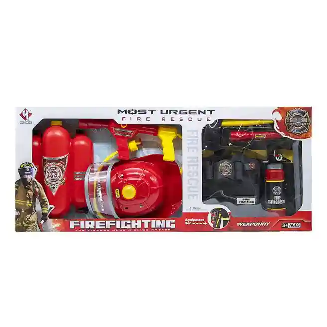 Игровой набор "Пожарный" (одежда, каска, значок), со светом, код 632047