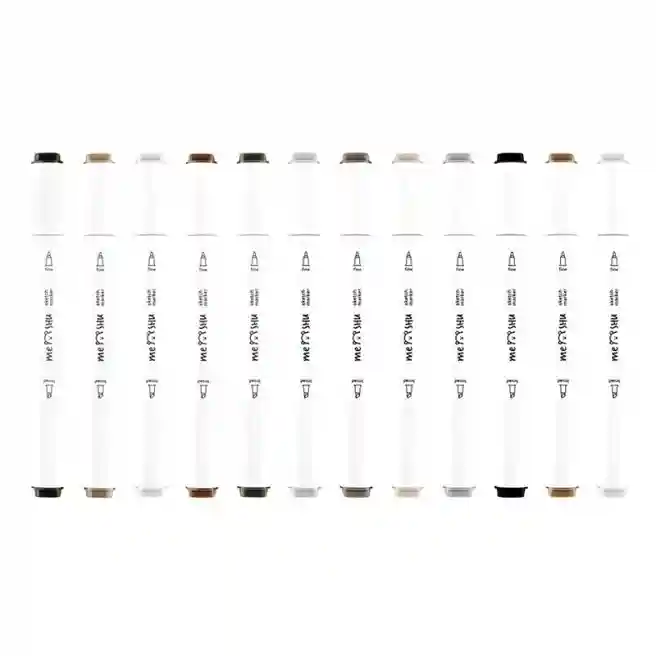 Set de carioci cu două fețe pentru sketching MESHU, 12 bucăți