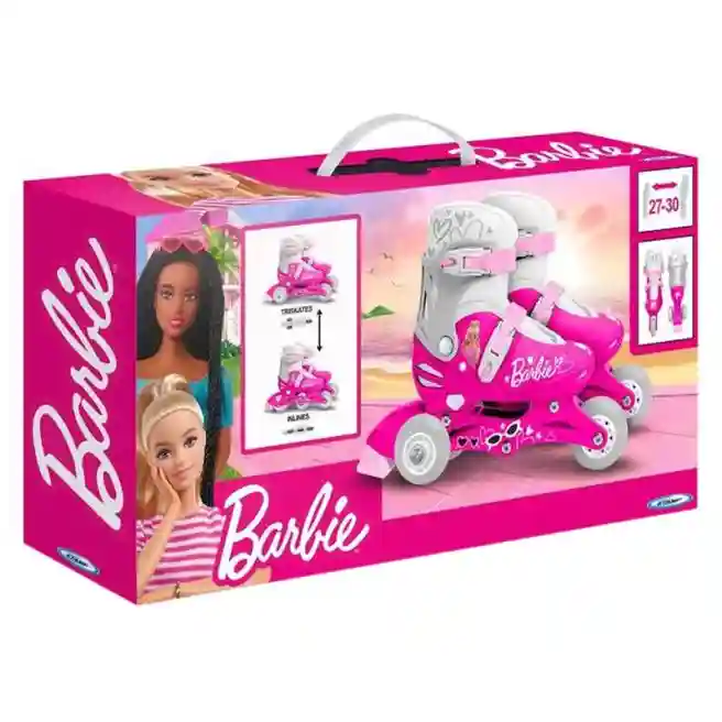 STM Ролики 3-х колесные 2 в 1 BARBIE размер 27-30, код 49605