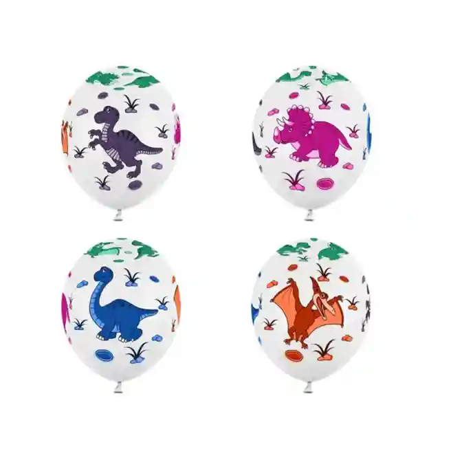 Balon 30 cm, Dinozauri, Mix, alb