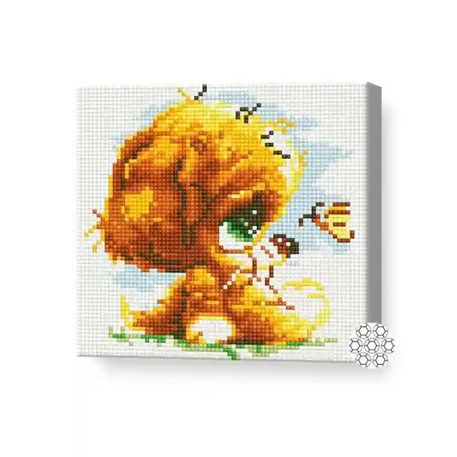 Cățeluș cu ochii verzi, 20x20 cm, mozaic cu diamante