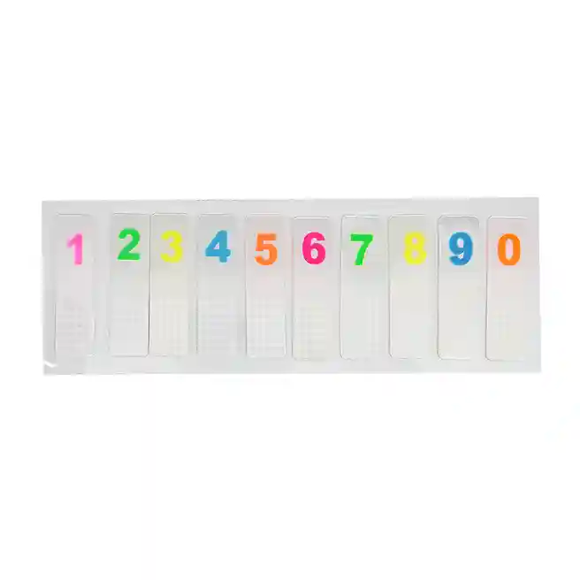 Закладки пластиковые Numbers 45х12мм 10шт. x 20л