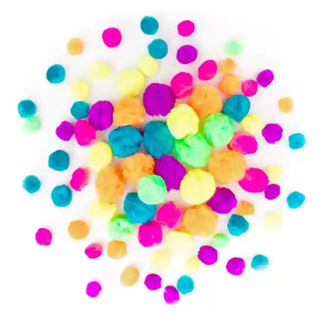 Pompoane acrilice mix neon, 78 bucăți, art. KSPO-003
