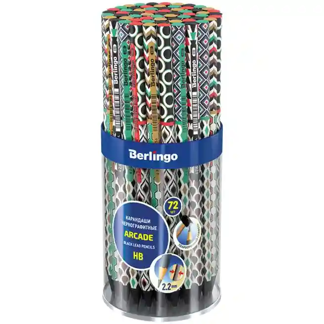 Creion Berlingo "Arcade" HB, rotund, lemn negru, ascuțit