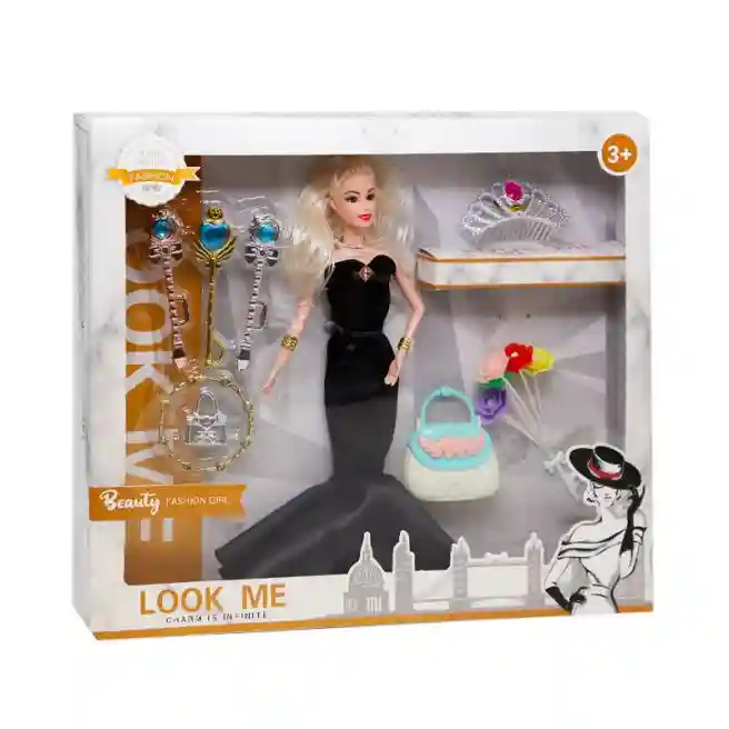 Кукла 30 см с аксессуарами "Look me", в черном платье, код 782015