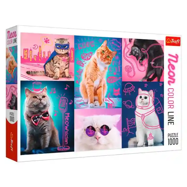 TF Пазлы "1000 Neon Color Line" - Super cats, код 43106
