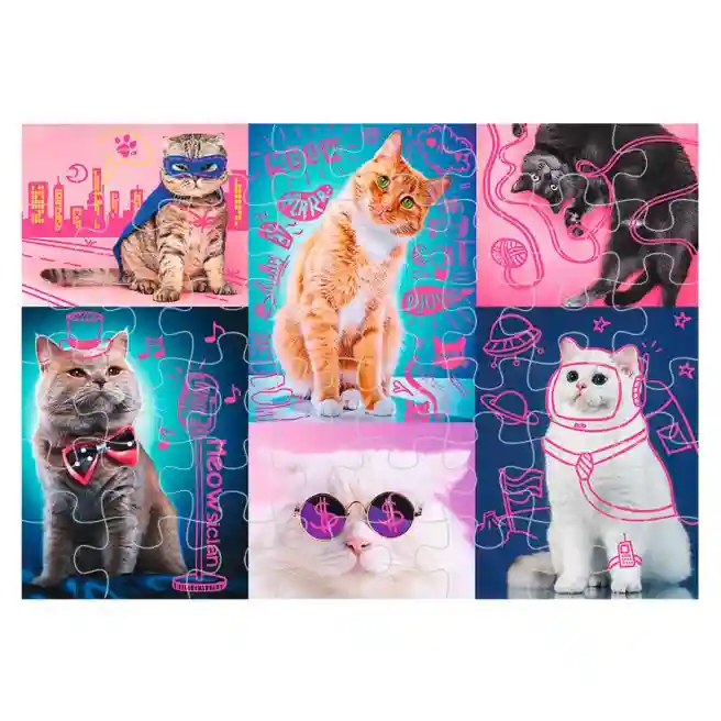 TF Пазлы "1000 Neon Color Line" - Super cats, код 43106