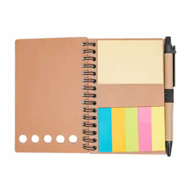 Carnet pentru notițe A6, în linie, cu spirală, cu pix și index-uri