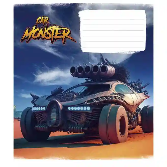 Caiet 12 foi, pătrățele Skolearik 3243 Monster cars