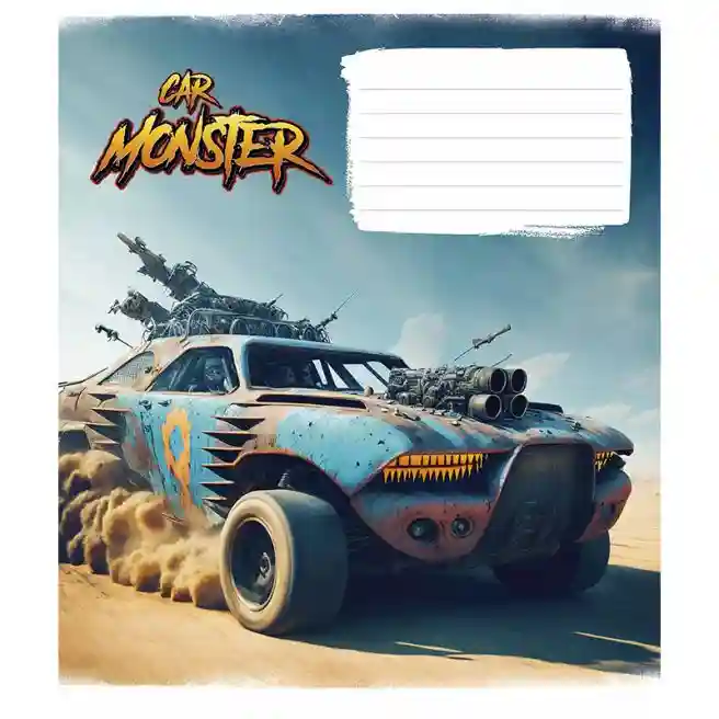 Caiet 12 foi, pătrățele Skolearik 3243 Monster cars
