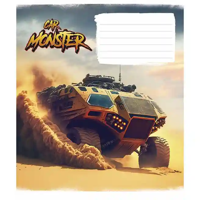 Caiet 12 foi, pătrățele Skolearik 3243 Monster cars