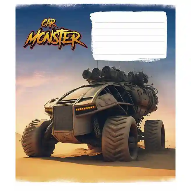 Caiet 12 foi, pătrățele Skolearik 3243 Monster cars