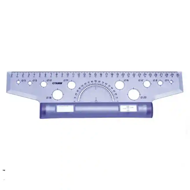 Riglă cu rolă STAMM 30 cm alb/multicol, din plastic