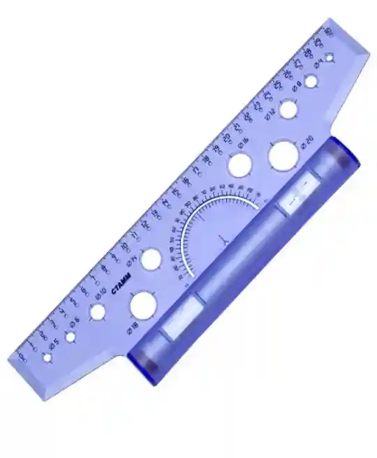 Riglă cu rolă STAMM 30 cm alb/multicol, din plastic