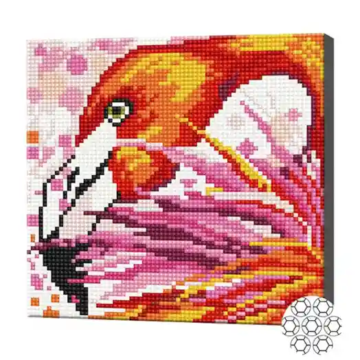 Flamingo arămiu, 20x20 cm, mozaic cu diamante