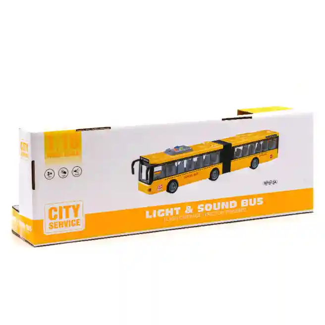 WY Autobus cu inertie "Double Articulated Bus" galben (lumini,sunete), cod 49463