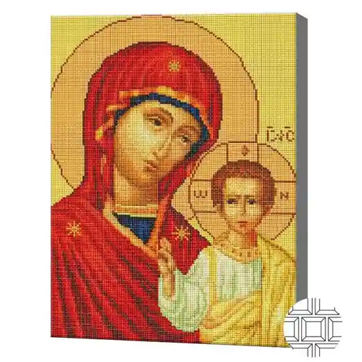 Казанский образ Божией матери, 40х50 см, алмазная мозаика, квадратные кристаллы