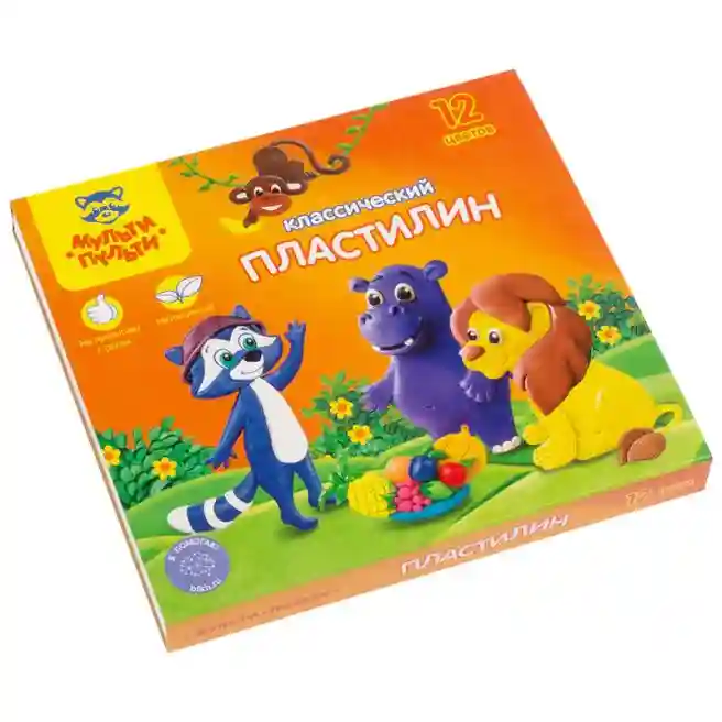 Plastilină Multi-Pulti, 12 culori, cu stec, 240g