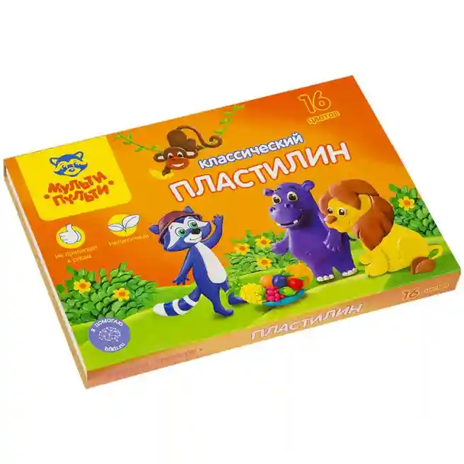 Plastilină Multi-Pulti, 16 culori, cu stec, 320g