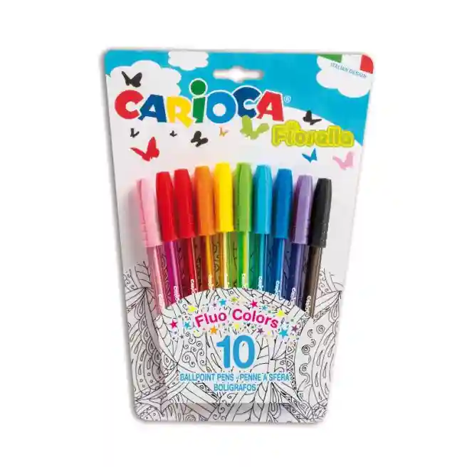 Набор шариковых ручек Carioca 10 шт 1 мм "Fiorella"