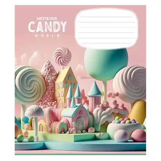Тетрадь 12 листов, косая линейка, Школярик Candy world