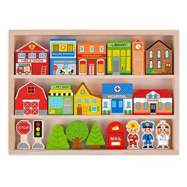 Set de joacă din lemn City, cod 57382